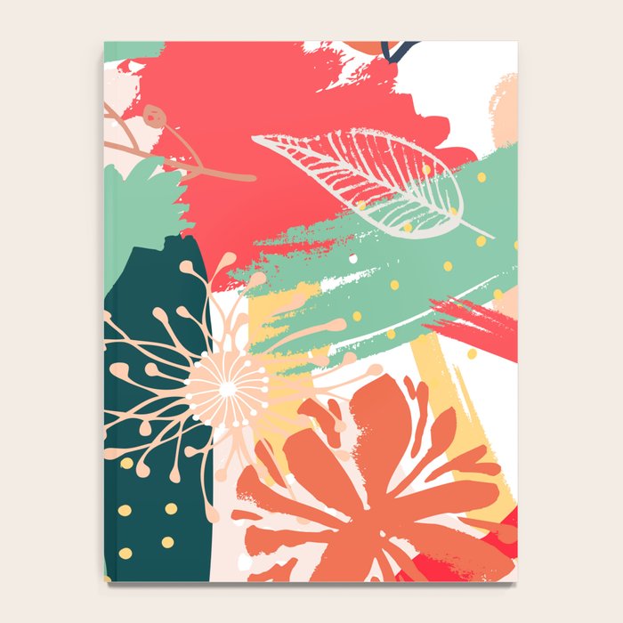 Summer Floral Prints, Abstract, Red and Green, Colourful Prints. Notebook Gallery Image 4