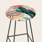 Summer Floral Prints, Abstract, Red and Green, Colourful Prints. Stool Gallery Image 2