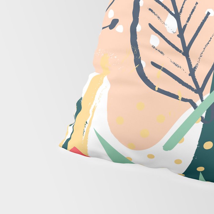 Summer Floral Prints, Abstract, Red and Green, Colourful Prints. Pillow Sham Gallery Image 4