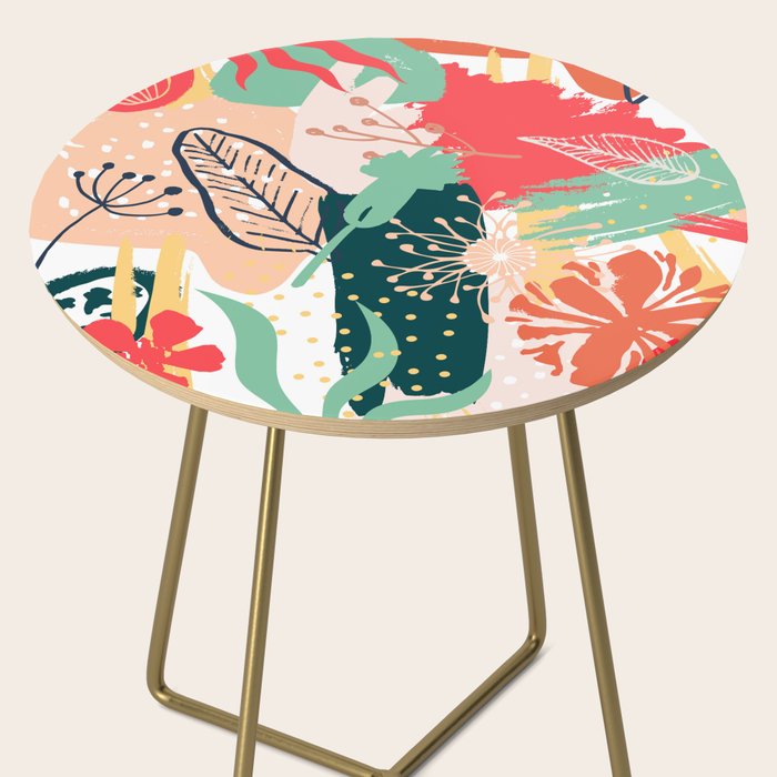 Summer Floral Prints, Abstract, Red and Green, Colourful Prints. Side Table Gallery Image 2