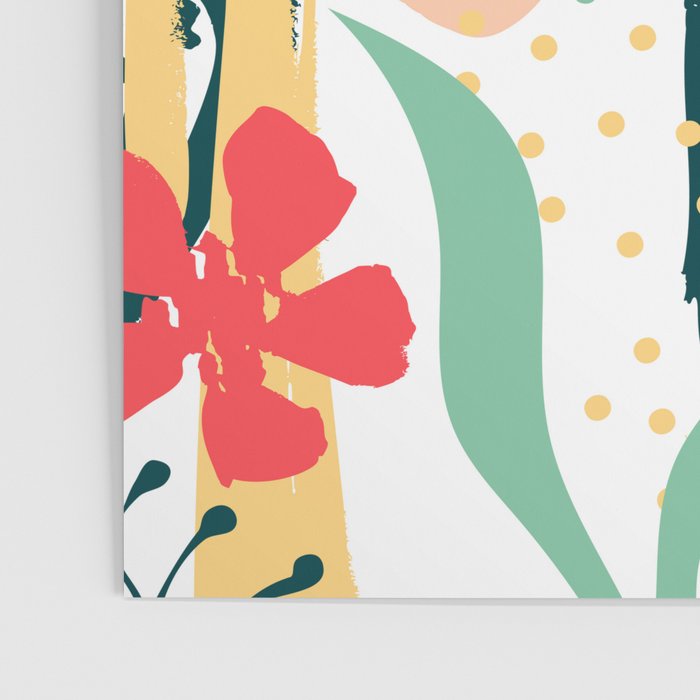 Summer Floral Prints, Abstract, Red and Green, Colourful Prints. Poster Gallery Image 3