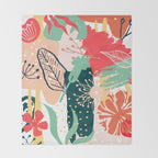 Summer Floral Prints, Abstract, Red and Green, Colourful Prints. Throw Blanket Gallery Image 2