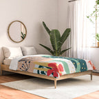 Summer Floral Prints, Abstract, Red and Green, Colourful Prints. Comforter Gallery Image 2