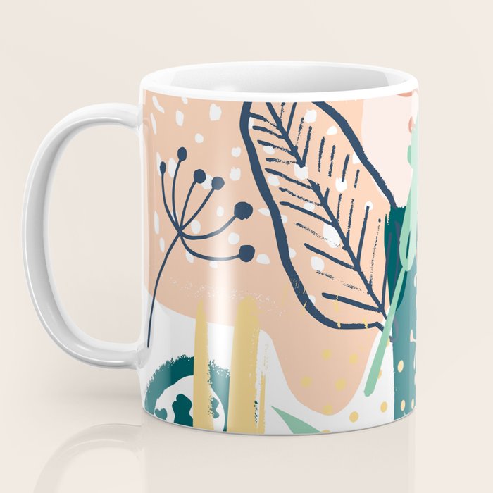 Summer Floral Prints, Abstract, Red and Green, Colourful Prints. Coffee Mug Gallery Image 3