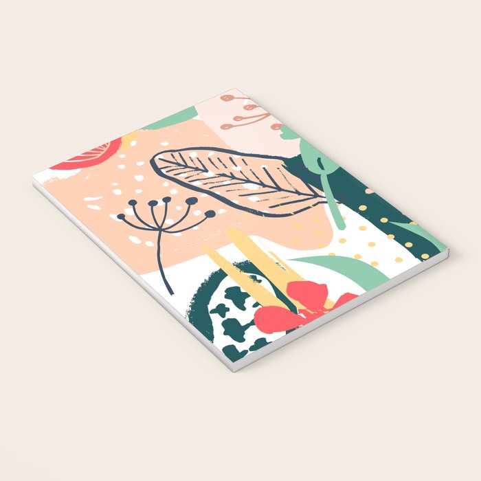 Summer Floral Prints, Abstract, Red and Green, Colourful Prints. Notebook Gallery Image 3