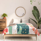 Summer Floral Prints, Abstract, Red and Green, Colourful Prints. Comforter Gallery Image 3