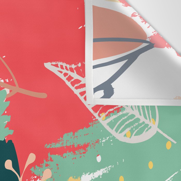 Summer Floral Prints, Abstract, Red and Green, Colourful Prints. Wall Tapestry Gallery Image 3