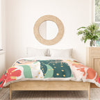 Summer Floral Prints, Abstract, Red and Green, Colourful Prints. Duvet Cover Gallery Image 3