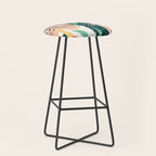 Summer Floral Prints, Abstract, Red and Green, Colourful Prints. Stool Gallery Image 1