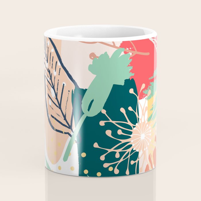 Summer Floral Prints, Abstract, Red and Green, Colourful Prints. Coffee Mug Gallery Image 4