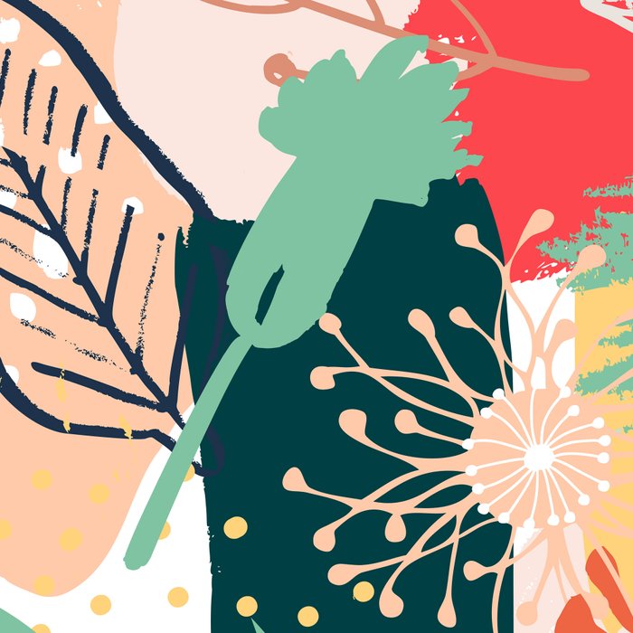 Summer Floral Prints, Abstract, Red and Green, Colourful Prints. Coffee Mug Gallery Image 2