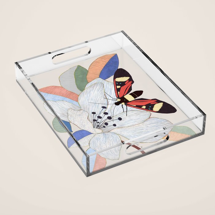 Magnolia flower and insect Acrylic Tray Gallery Image 1