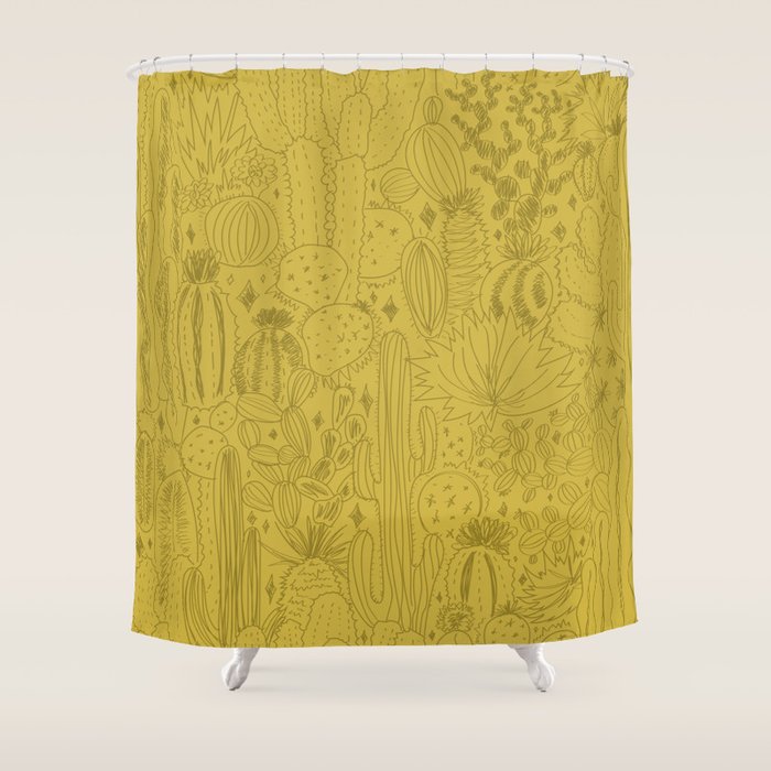 Cactus Scene in Green Shower Curtain Gallery Image 1