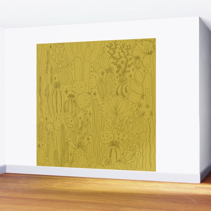 Cactus Scene in Green Wall Mural Gallery Image 2