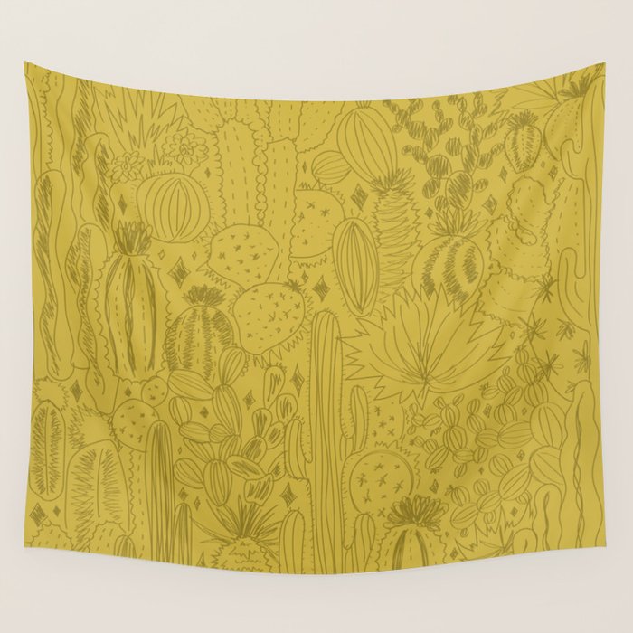 Cactus Scene in Green Wall Tapestry Gallery Image 1