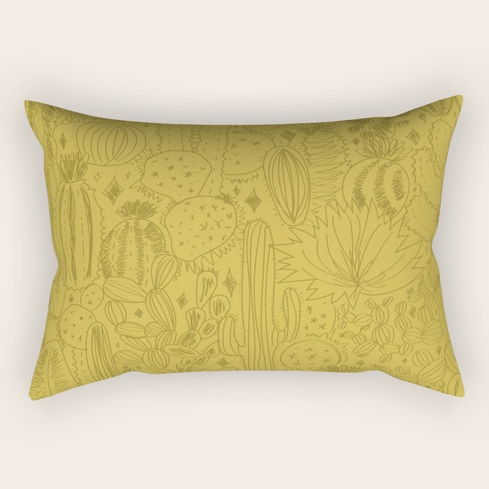 Cactus Scene in Green Rectangular Pillow Gallery Image 2
