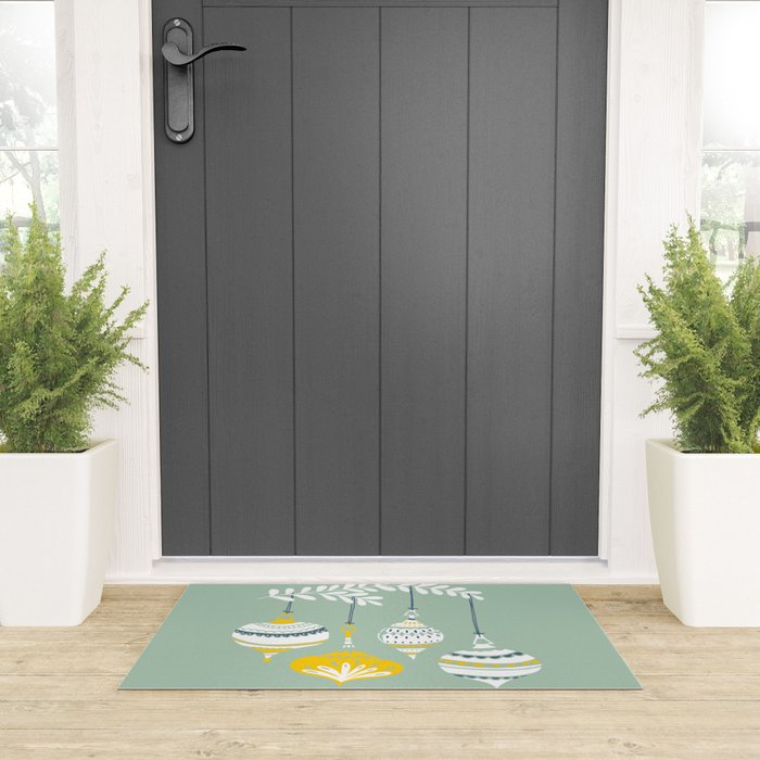 Cheerful little Christmas baubles mint Welcome Mat Gallery Image 3