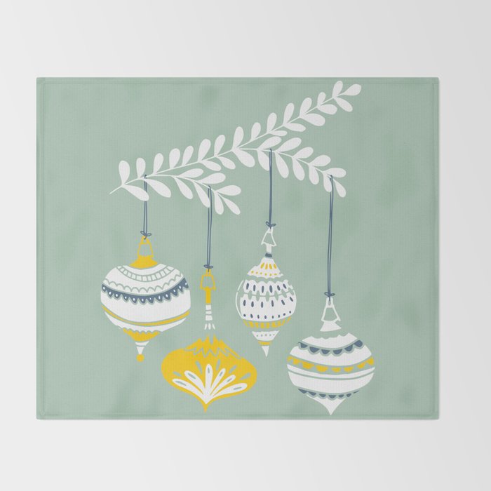 Cheerful little Christmas baubles mint Throw Blanket Gallery Image 2