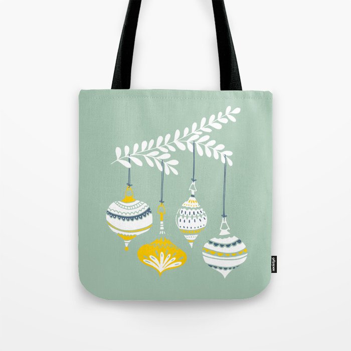 Cheerful little Christmas baubles mint Tote Bag Gallery Image 1