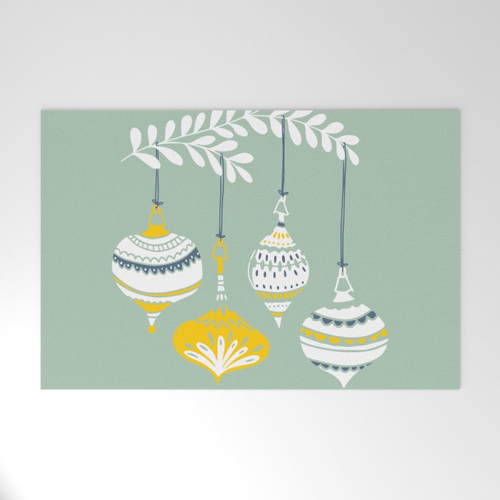 Cheerful little Christmas baubles mint Welcome Mat Gallery Image 1