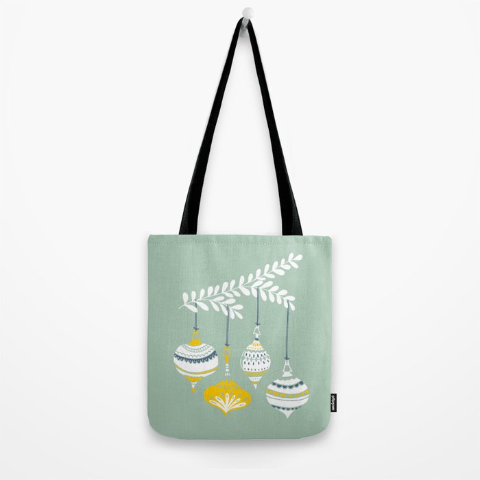 Cheerful little Christmas baubles mint Tote Bag Gallery Image 2