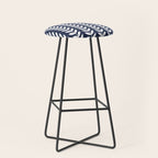 Navy Blue and White Scandinavian leaves pattern Stool Gallery Image 1