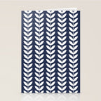 Navy Blue and White Scandinavian leaves pattern Stationery Card Gallery Image 2