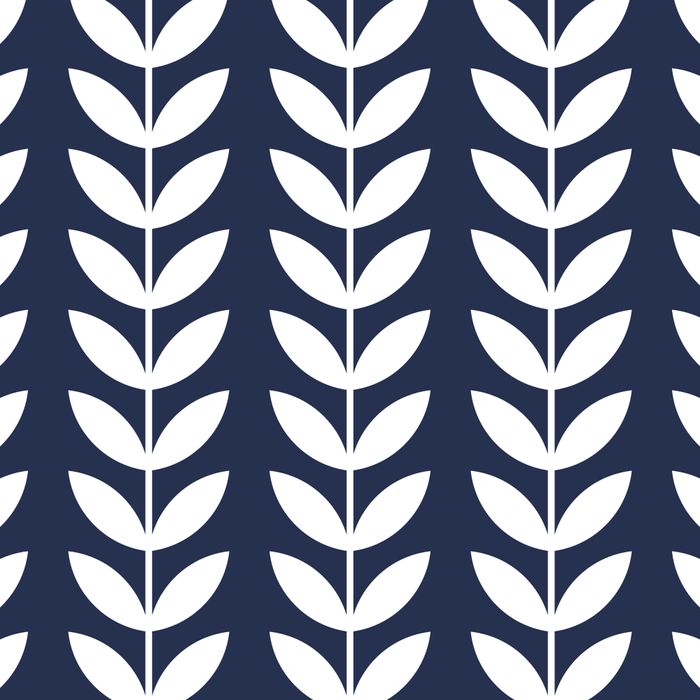 Navy Blue and White Scandinavian leaves pattern Coffee Mug Gallery Image 2