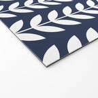 Navy Blue and White Scandinavian leaves pattern Welcome Mat Gallery Image 2
