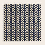 Navy Blue and White Scandinavian leaves pattern Wood Wall Art Gallery Image 1