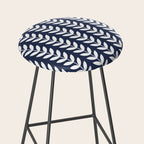 Navy Blue and White Scandinavian leaves pattern Stool Gallery Image 2