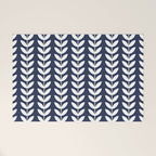 Navy Blue and White Scandinavian leaves pattern Welcome Mat Gallery Image 1