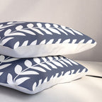 Navy Blue and White Scandinavian leaves pattern Pillow Sham Gallery Image 3