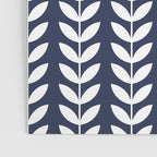 Navy Blue and White Scandinavian leaves pattern Poster Gallery Image 3