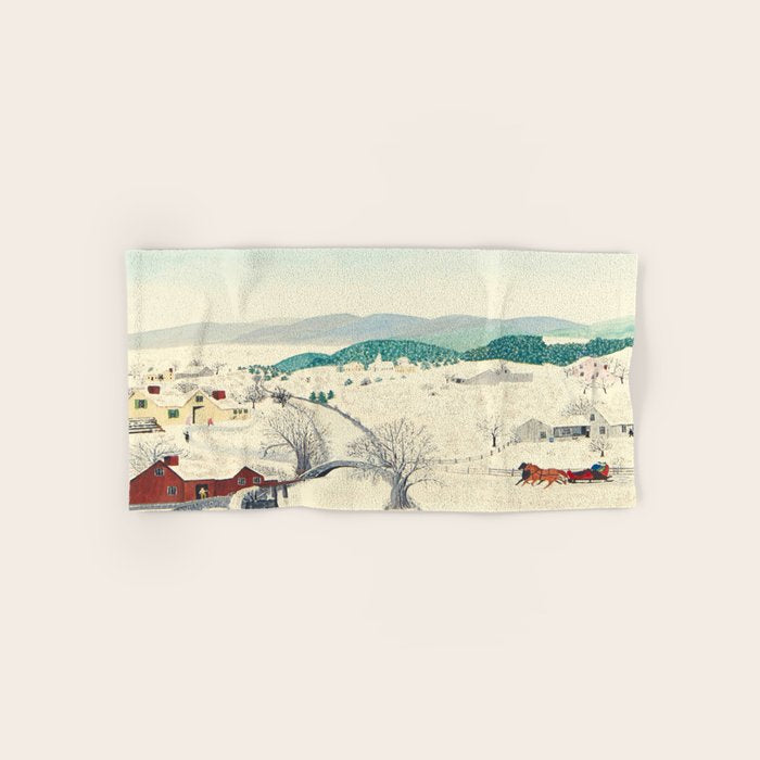 Anna Mary Robertson 'Grandma' Moses To Grandma's House We Go on Thanksgiving Day Folk Art Towels Gallery Image 1