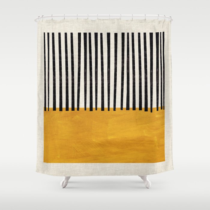 Sunshine Color Field Rothko Inspired Abstract Mid Century Modern Geometric Pattern Shower Curtain Gallery Image 1