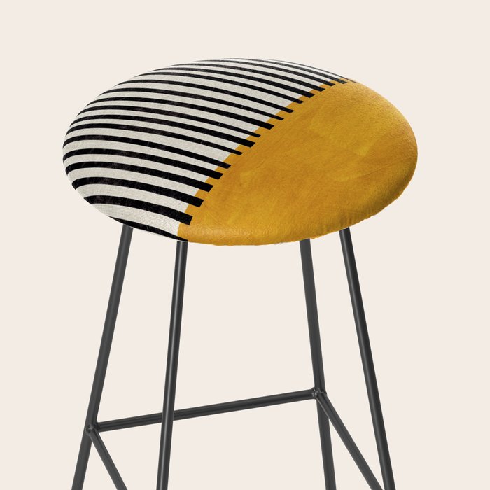 Sunshine Color Field Rothko Inspired Abstract Mid Century Modern Geometric Pattern Stool Gallery Image 2