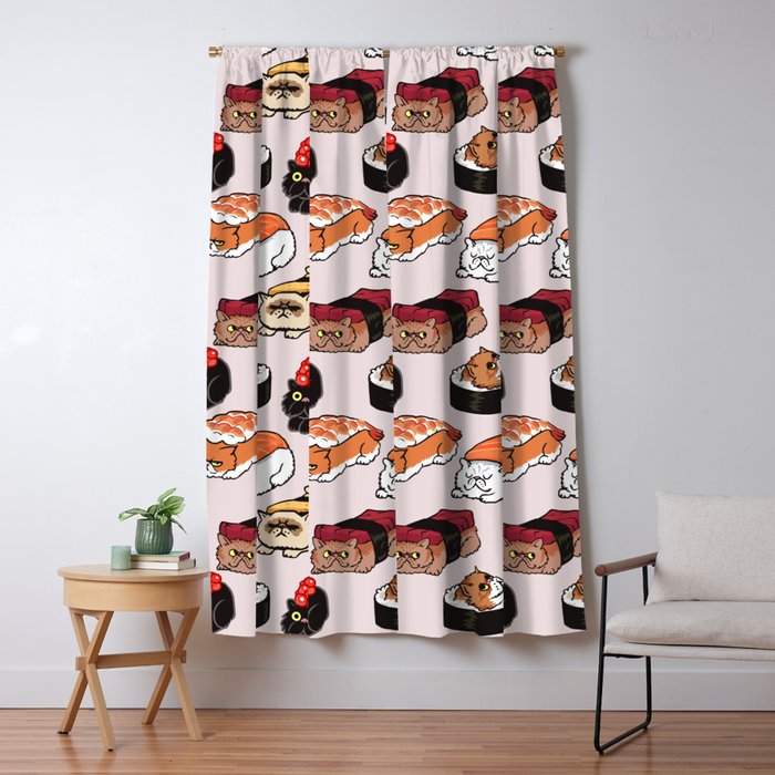 Sushi Persian Cat Window Curtain Gallery Image 1