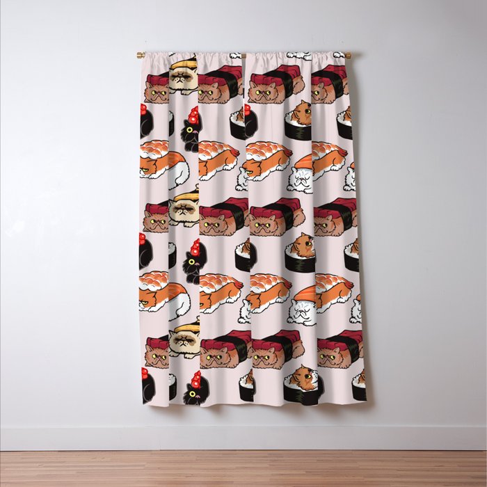 Sushi Persian Cat Window Curtain Gallery Image 3