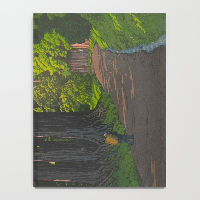 Vintage Japanese Woodblock Print Kawase Hasui Mystical Japanese forest Tall Green Trees Notebook Gallery Image 4