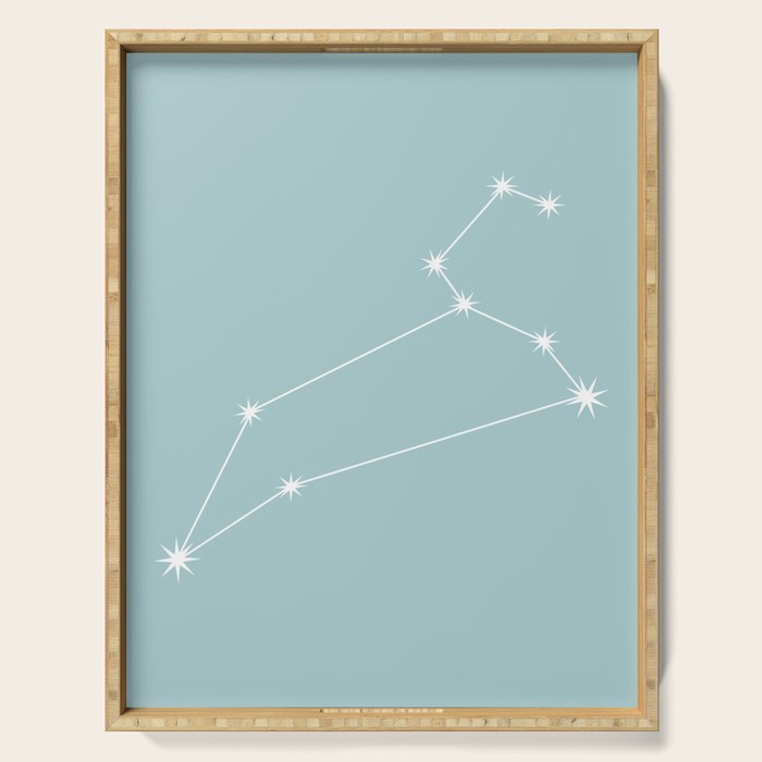 Leo Zodiac Star Constellation Line Art Pastel Teal Serving Tray Gallery Image 1