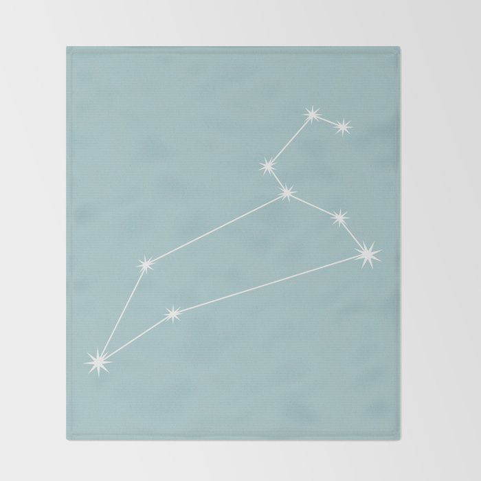 Leo Zodiac Star Constellation Line Art Pastel Teal Throw Blanket Gallery Image 2