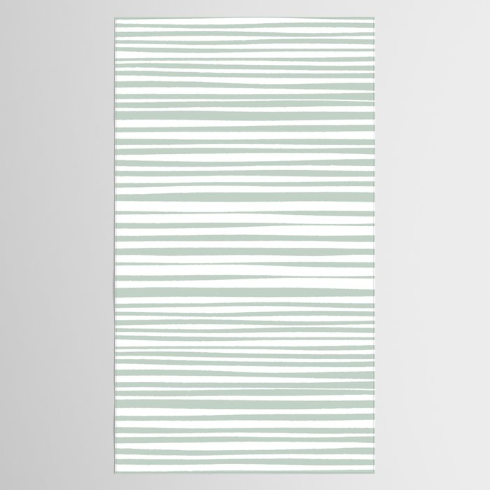 Natural Stripes Modern Minimalist Pattern in Light Sage Mint Green Tablecloth Gallery Image 2