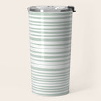 Natural Stripes Modern Minimalist Pattern in Light Sage Mint Green Travel Mug Gallery Image 2