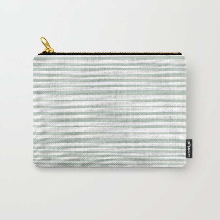 Natural Stripes Modern Minimalist Pattern in Light Sage Mint Green Carry All Pouch Gallery Image 1