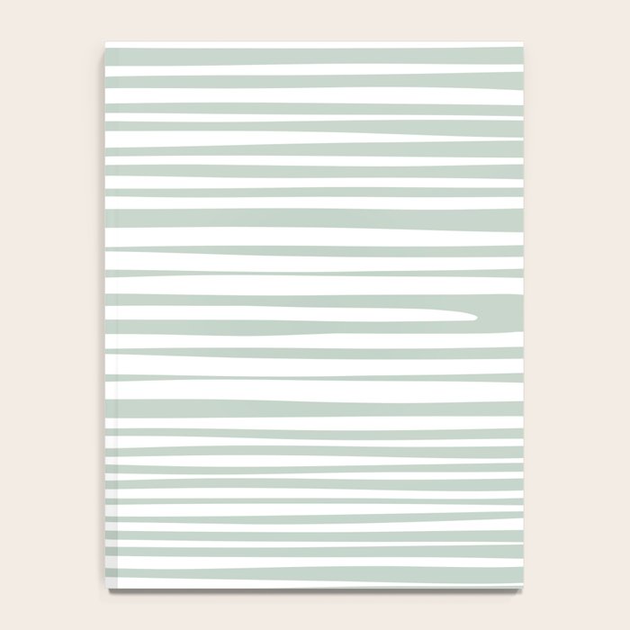 Natural Stripes Modern Minimalist Pattern in Light Sage Mint Green Notebook Gallery Image 4