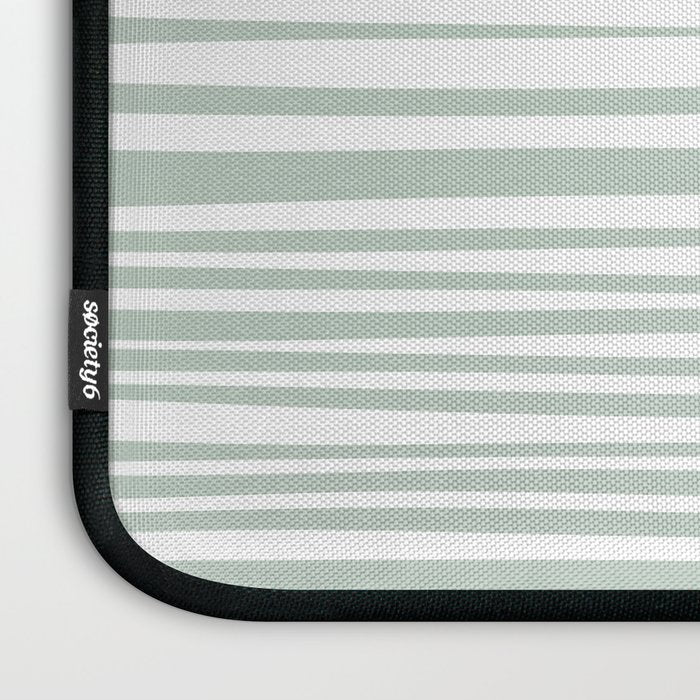 Natural Stripes Modern Minimalist Pattern in Light Sage Mint Green Laptop Sleeve Gallery Image 3