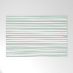 Natural Stripes Modern Minimalist Pattern in Light Sage Mint Green Welcome Mat Gallery Image 1