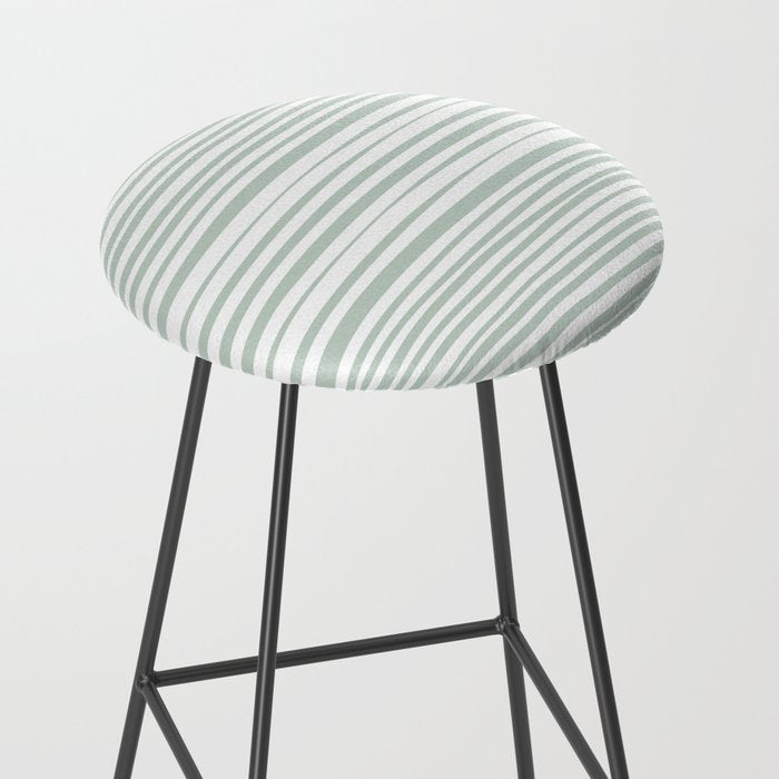 Natural Stripes Modern Minimalist Pattern in Light Sage Mint Green Stool Gallery Image 2