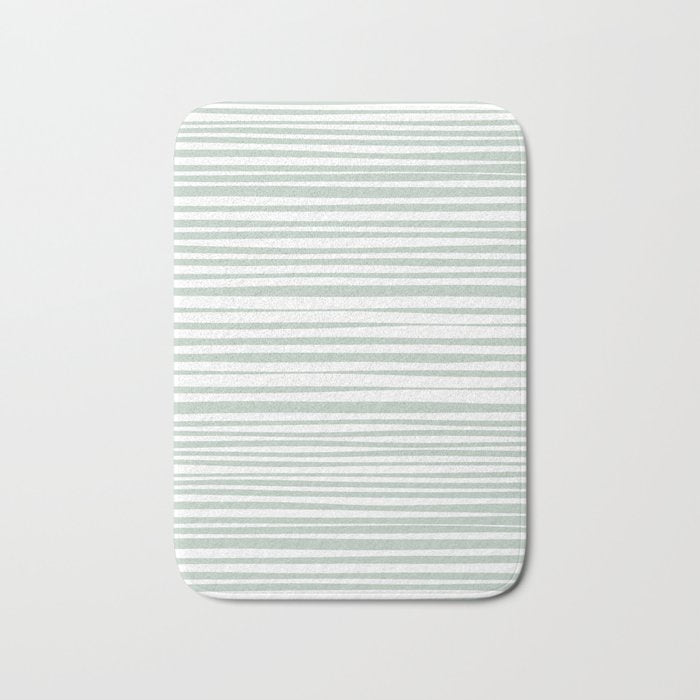 Natural Stripes Modern Minimalist Pattern in Light Sage Mint Green Bath Mat Gallery Image 1